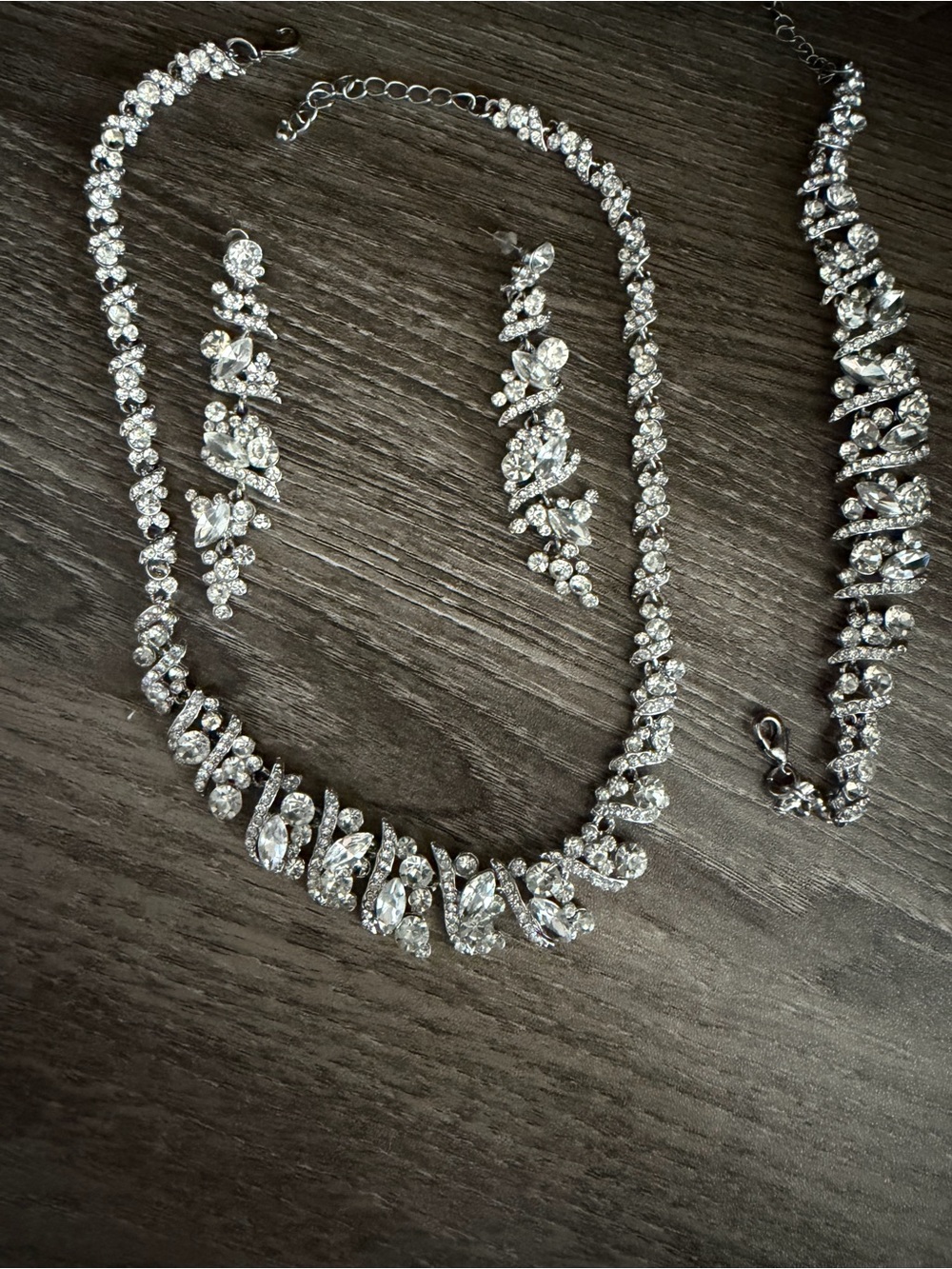 Crystal Special Occasion Necklace, Bracelet & Earring Set - Silver Tone